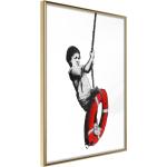 Poster - Banksy: Swinger | 40x60 cm | Goldener Rahmen