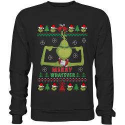 Pottbengel Lustiger Weihnachtspullover Grinch Merry Whatever Ugly Christmas Sweater Unisex