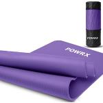 POWRX Gymnastikmatte Yogamatte (Lila 183 x 60 x 1 cm) Premium inkl. Tragegurt & Tasche sowie Übungsposter I Sportmatte Phthalatfrei, SGS geprüft I Matte hautfreundlich
