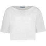 Weiße Bestickte Elegante Kurzärmelige Prada T-Shirts für Damen Größe M 
