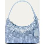 Hellblaue Prada Mini Handtaschen aus Satin 