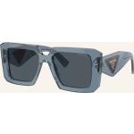 Blaue Prada Quadratische Verspiegelte Sonnenbrillen aus Kunststoff für Damen 