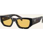 Hellbraune Prada Rechteckige Rechteckige Sonnenbrillen aus Kunststoff für Damen 