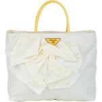 Weiße Vintage Prada Tessuto Tote Bags & Henkeltaschen mit Reißverschluss aus Nylon für Damen 