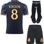 PraiseLight R. Madrid Toni Kroos #8 Auswärts Kinder Trikot 2023/2024 Fußball Shorts Socken Set Jugendgrößen (Auswärts,16)