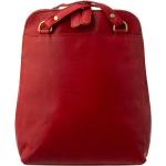 Rote City-Rucksäcke aus Leder mit Außentaschen 