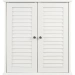Premier Housewares Badezimmer-Hängeschrank mit Lamellen-Doppeltür, 55 x 52 x 22 cm, weiß, Holz, 55x52x22
