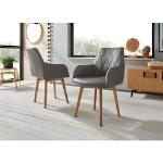 Graue Home Affaire Premium Collection Nachhaltige Armlehnstühle geölt aus Leder gepolstert Breite 50-100cm, Höhe 50-100cm, Tiefe 50-100cm 