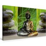 Premium Textil-Leinwand 90 cm x 60 cm quer Buddha und Yin Yang [4250800998670] Buddha Collage