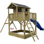 Reduzierte Blaue Holzspieltürme & Holzstelzenhäuser mit Sandkasten 