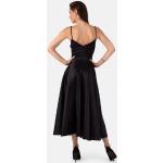 Schwarze Unifarbene Elegante Prestije Midi V-Ausschnitt Wickelkleider mit Reißverschluss aus Polyester für Damen Größe XS 