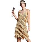 Goldene Prettyguide Midi V-Ausschnitt Midikleider & knielange Kleider mit Fransen für Damen Größe XXL für Partys 