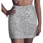 Silberne Prettyguide Mini Miniröcke mit Pailletten für Damen Größe XS für Partys für den für den Winter 