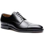 Schwarze Lack-Optik Business Prime Shoes Derby Schuhe mit Schnürsenkel in Schmalweite aus Leder für Herren mit Absatzhöhe bis 3cm 