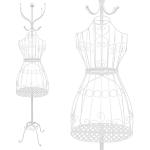 PrimoLiving Metall Schneiderpuppe Tessa in Weiß - Mit Garderobenhaken und Stauraum – Vintage-Kleiderpuppe - ideal als weibliche Schaufensterpuppe oder Kleiderständer