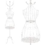 PrimoLiving Metall Schneiderpuppe Tessa in Antik-Weiß - Mit Garderobenhaken und Stauraum – Vintage-Kleiderpuppe - ideal als weibliche Schaufensterpuppe oder Kleiderständer