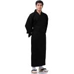 PRINCESS OF ASIA Exklusiver & hochwertiger japanischer Herren Samurai Yukata Kimono aus einfarbiger Baumwolle M L XL (Einheitsgröße, Schwarz)