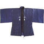 PRINCESS OF ASIA Japan Samurai Haori Satin Kimono Jacke (Einheitsgröße, Blaugrau)
