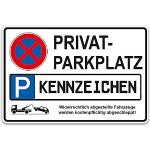 PrintPlanet® Parkschild mit eigenem Text personalisiert - Kunststoffplatte 10 mm - In Verschiedenen Größen - Privatparkplatz + Kennzeichen