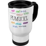 printplanet Thermobecher weiß mit Namen Pumuckl - Motiv Positive Eigenschaften - Coffee to Go Becher, Thermo-Tasse