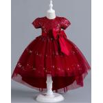 Rote Elegante Kinderfestkleider für Mädchen Größe 140 