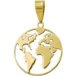 Goldene Landkarten-Anhänger mit Weltkartenmotiv aus Gold 18 Karat für Damen 