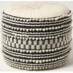 Weiße Boho Homescapes Runde Poufs strukturiert aus Baumwolle Breite 0-50cm, Höhe 0-50cm, Tiefe 0-50cm 