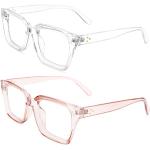 Weiße Quadratische Brillenfassungen Blaulichtschutz für Damen 