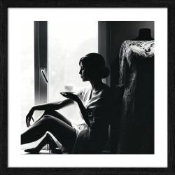 PRO ART Framed-Art Bild LADY DRINKING COFFEE 33 x 33 cm schwarz