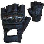 Motorradhandschuhe PROANTI Handschuhe schwarz Zubehör Schutzbekleidung fingerlose Chopper-Handschuhe aus Leder mit Protektor
