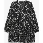 Schwarze Langärmelige Monki Mini V-Ausschnitt Minikleider & kurze Kleider für Damen Größe L 