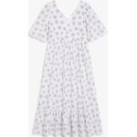Weiße Blumenmuster Kurzärmelige Monki V-Ausschnitt Minikleider & kurze Kleider für Damen Größe S 