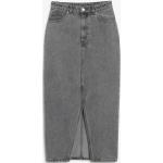 Graue Monki Bio Midi High Waist Röcke & Taillenröcke mit Reißverschluss aus Denim für Damen Größe S 