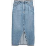 Blaue Monki Bio Midi High Waist Röcke & Taillenröcke mit Reißverschluss aus Denim für Damen Größe M 