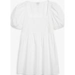 Weiße Monki Mini Babydoll-Kleider mit Puffärmeln aus Popeline für Damen Größe M 