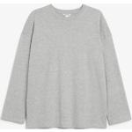 Graue Melierte Oversize Langärmelige Monki T-Shirts aus Baumwolle für Damen Größe XS 