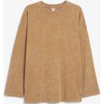 Beige Oversize Langärmelige Monki T-Shirts aus Baumwolle für Damen Größe XL 
