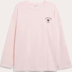 Hellrosa Langärmelige Monki T-Shirts aus Baumwolle für Damen Größe M 