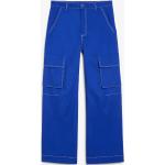 Royalblaue Monki Straight Leg Jeans mit Reißverschluss aus Denim für Damen Größe XL 