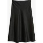 Schwarze Monki Midi Festliche Röcke mit Reißverschluss aus Satin für Damen Größe S 