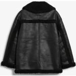 Schwarze Oversize Monki Pilotenjacken mit Reißverschluss aus Fleece für Damen Größe XL 