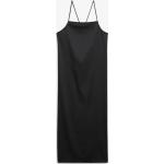 Schwarze Monki Midi Spaghettiträger-Kleider aus Satin für Damen Größe M 