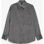 Dunkelgraue Oversize Monki Shirts mit Tasche aus Cord für Damen Größe XXS 