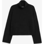 Schwarze Langärmelige Monki Rollkragen Strickpullover aus Wolle für Damen Größe XL 