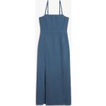 Blaue Monki Kleider mit Schlitz mit Reißverschluss aus Denim für Damen Größe M 
