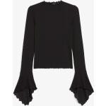 Schwarze Langärmelige Monki Rollkragen Transparente Blusen & durchsichtige Blusen durchsichtig für Damen Größe XS 