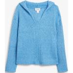 Hellblaue Monki V-Ausschnitt Damenhoodies & Damenkapuzenpullover aus Wolle mit Kapuze Größe S 