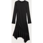 Schwarze Langärmelige Monki Asymmetrische Asymmetrische Kleider für Damen Größe XL 