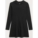 Schwarze Langärmelige Monki Mini Minikleider & kurze Kleider aus Jersey mit Kapuze für Damen Größe L 