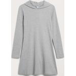 Graue Melierte Langärmelige Monki Mini Minikleider & kurze Kleider aus Jersey mit Kapuze für Damen Größe S 